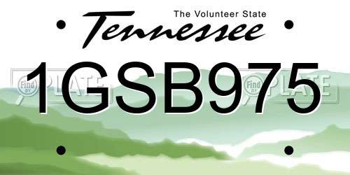 1GSB975 Tennessee License Plate