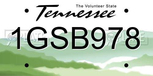 1GSB978 Tennessee License Plate