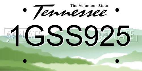 1GSS925 Tennessee License Plate