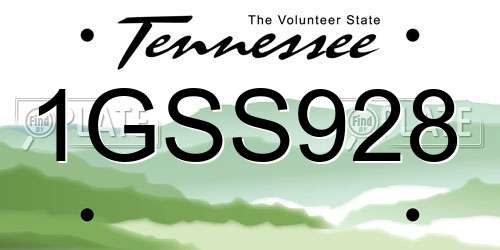 1GSS928 Tennessee License Plate