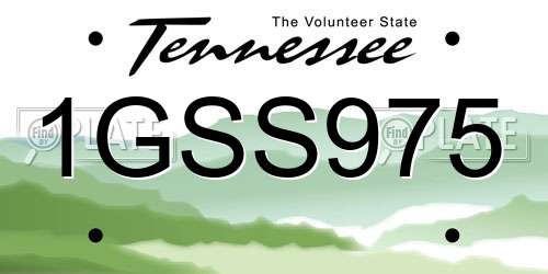 1GSS975 Tennessee License Plate