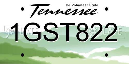 1GST822 Tennessee License Plate