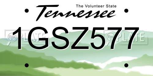 1GSZ577 Tennessee License Plate
