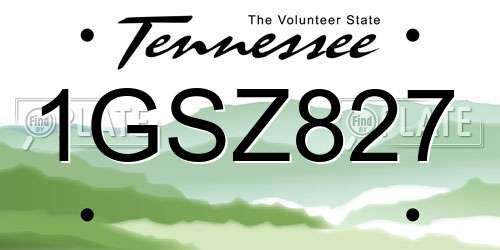 1GSZ827 Tennessee License Plate