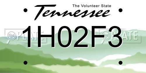 1H02F3 Tennessee License Plate