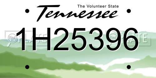 1H25396 Tennessee License Plate