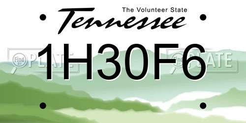 1H30F6 Tennessee License Plate