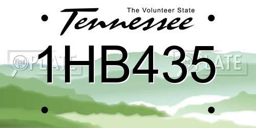 1HB435 Tennessee License Plate