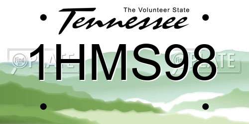 1HMS98 Tennessee License Plate