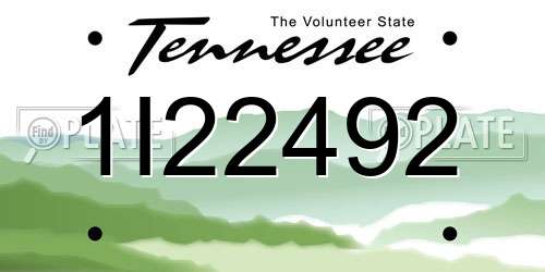 1I22492 Tennessee License Plate