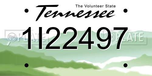 1I22497 Tennessee License Plate