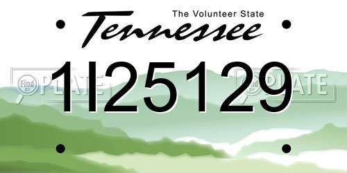 1I25129 Tennessee License Plate