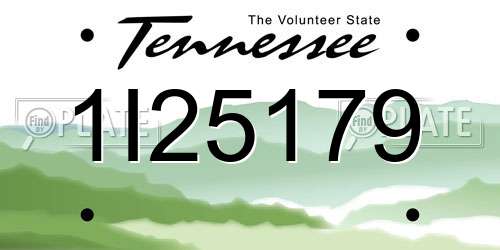 1I25179 Tennessee License Plate