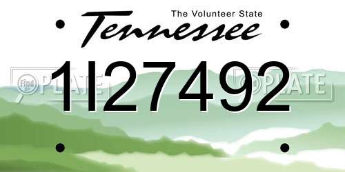 1I27492 Tennessee License Plate