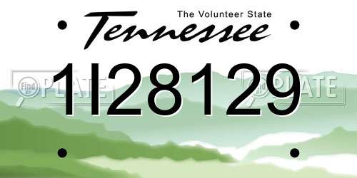 1I28129 Tennessee License Plate