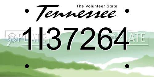 1I37264 Tennessee License Plate