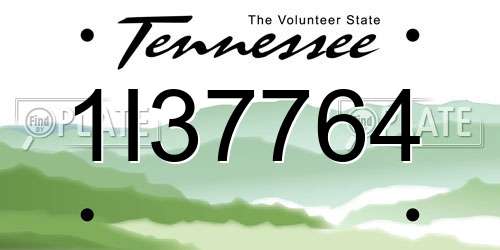 1I37764 Tennessee License Plate