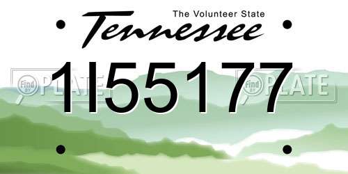 1I55177 Tennessee License Plate