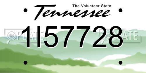 1I57728 Tennessee License Plate