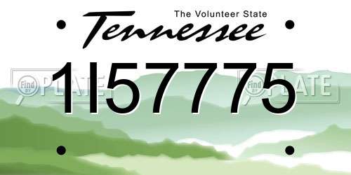 1I57775 Tennessee License Plate