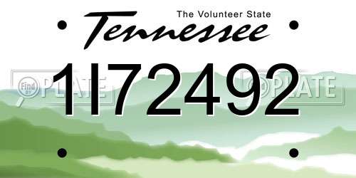 1I72492 Tennessee License Plate