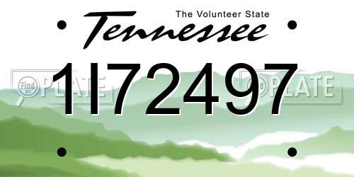 1I72497 Tennessee License Plate