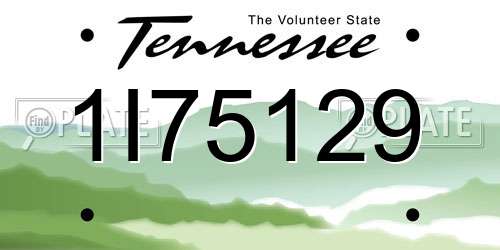 1I75129 Tennessee License Plate