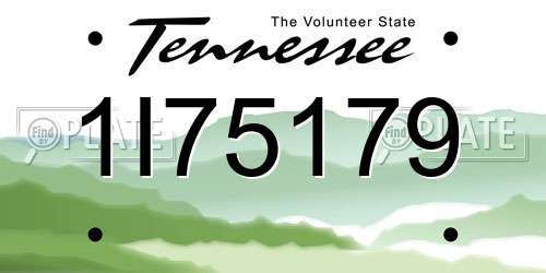 1I75179 Tennessee License Plate