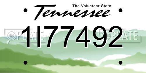 1I77492 Tennessee License Plate