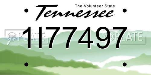 1I77497 Tennessee License Plate