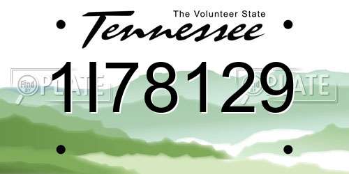 1I78129 Tennessee License Plate