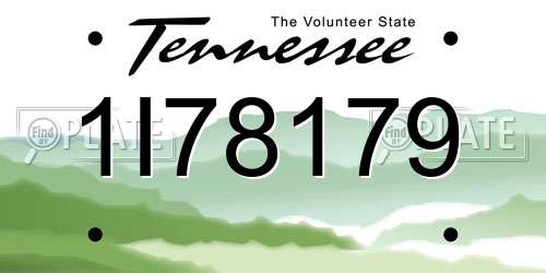 1I78179 Tennessee License Plate