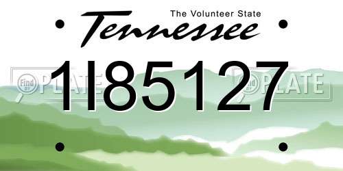 1I85127 Tennessee License Plate