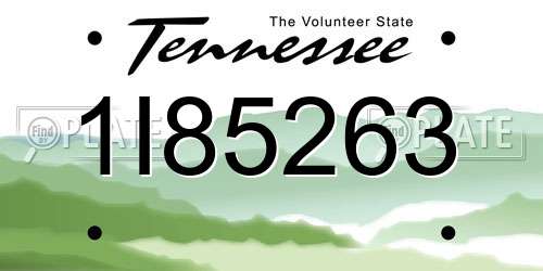 1I85263 Tennessee License Plate