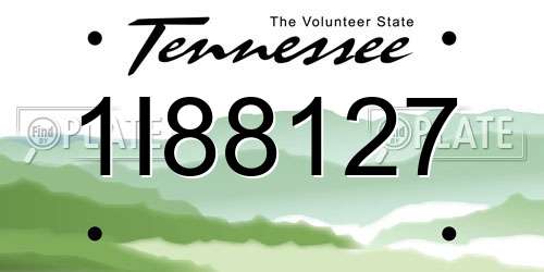 1I88127 Tennessee License Plate
