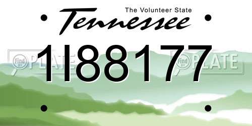 1I88177 Tennessee License Plate