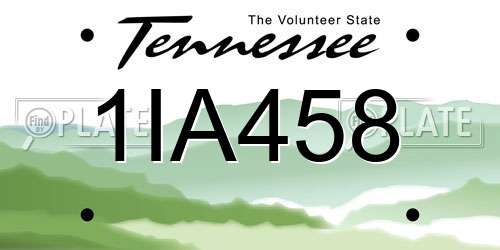 1IA458 Tennessee License Plate