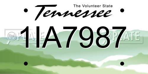 1IA7987 Tennessee License Plate