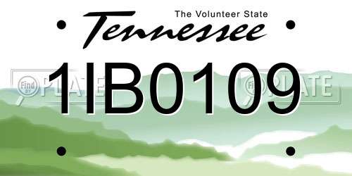 1IB0109 Tennessee License Plate