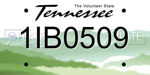 1IB0509 Tennessee License Plate