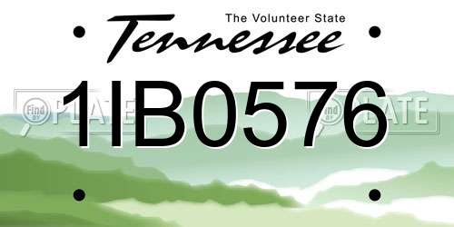 1IB0576 Tennessee License Plate