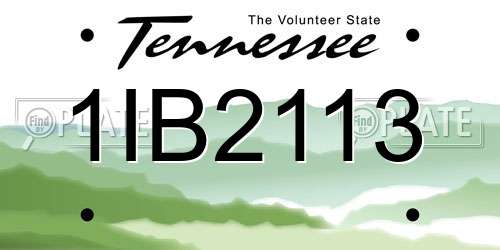 1IB2113 Tennessee License Plate
