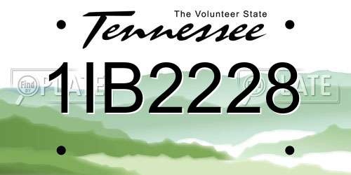 1IB2228 Tennessee License Plate