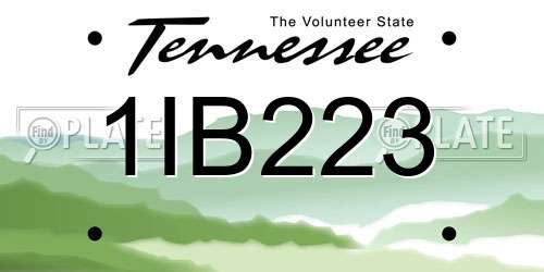 1IB223 Tennessee License Plate