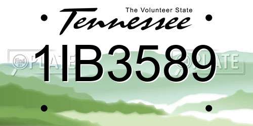 1IB3589 Tennessee License Plate
