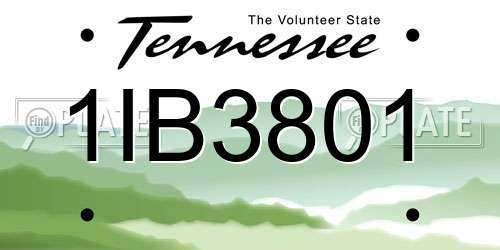 1IB3801 Tennessee License Plate