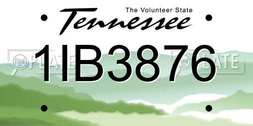 1IB3876 Tennessee License Plate