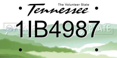 1IB4987 Tennessee License Plate