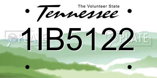1IB5122 Tennessee License Plate