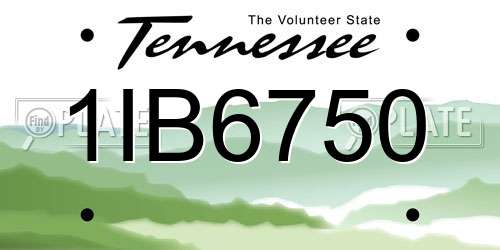 1IB6750 Tennessee License Plate